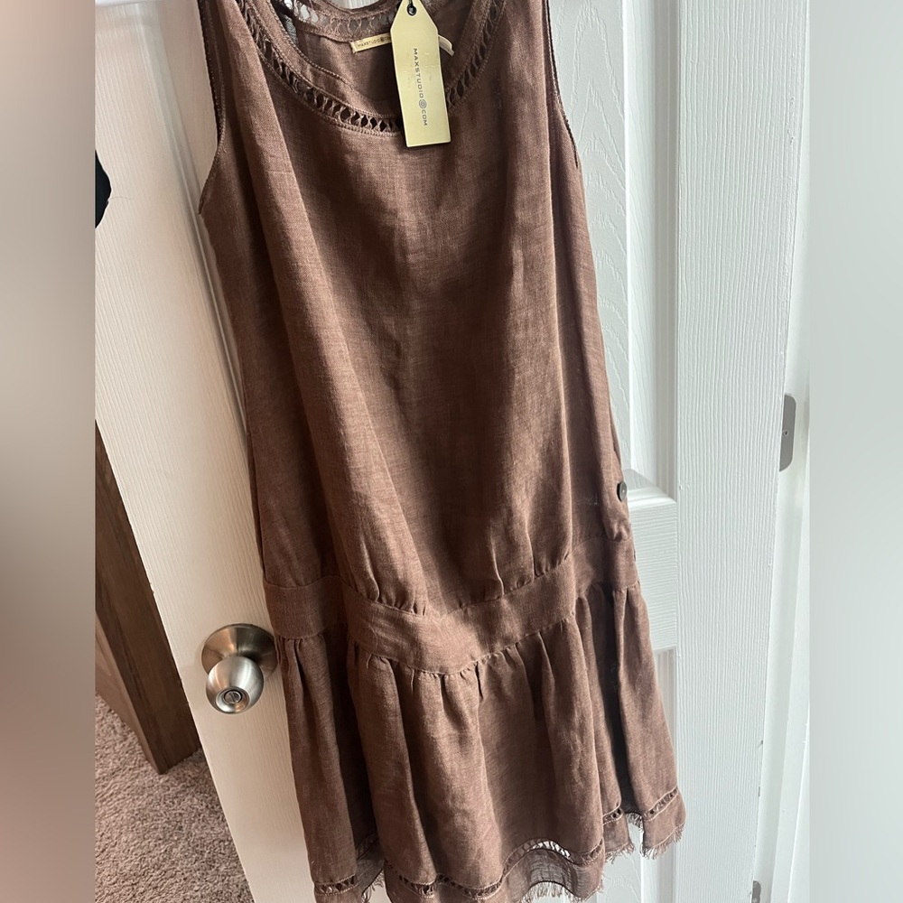 Max Studio Brown Sleeveless Dress
